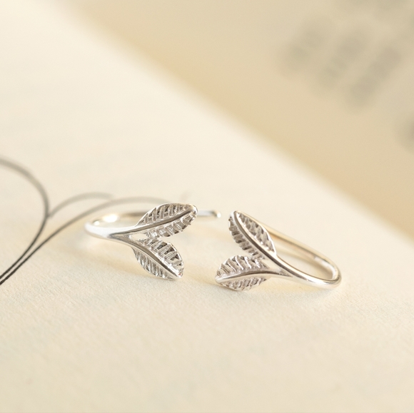 Frosted Leaf Earrings - Only 1 left! - Picture 3 of 11